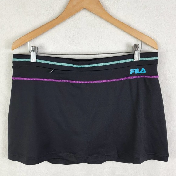Fila Pants - Fila Sport skort in black with blue & pink stitching Zip pocket Drawstring. EUC
